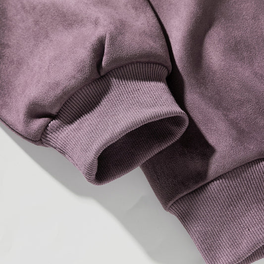Suede-look Solid-color Casual Hoodie For Men