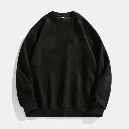 Suede-look Solid-color Casual Hoodie For Men