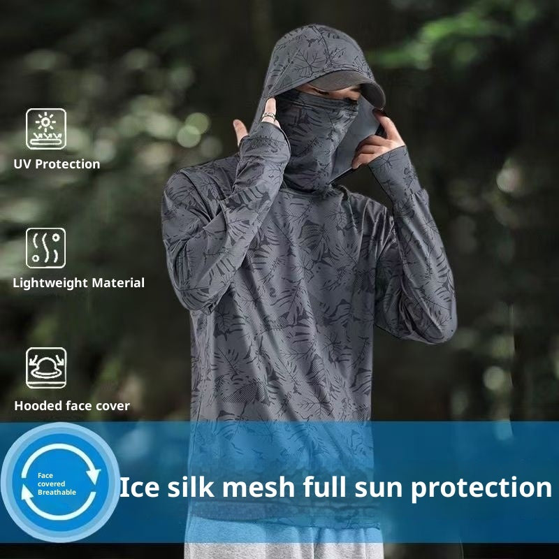 Mens Ice Silk Sun-Protective Jacket UV Protection Lightweight And Breathable